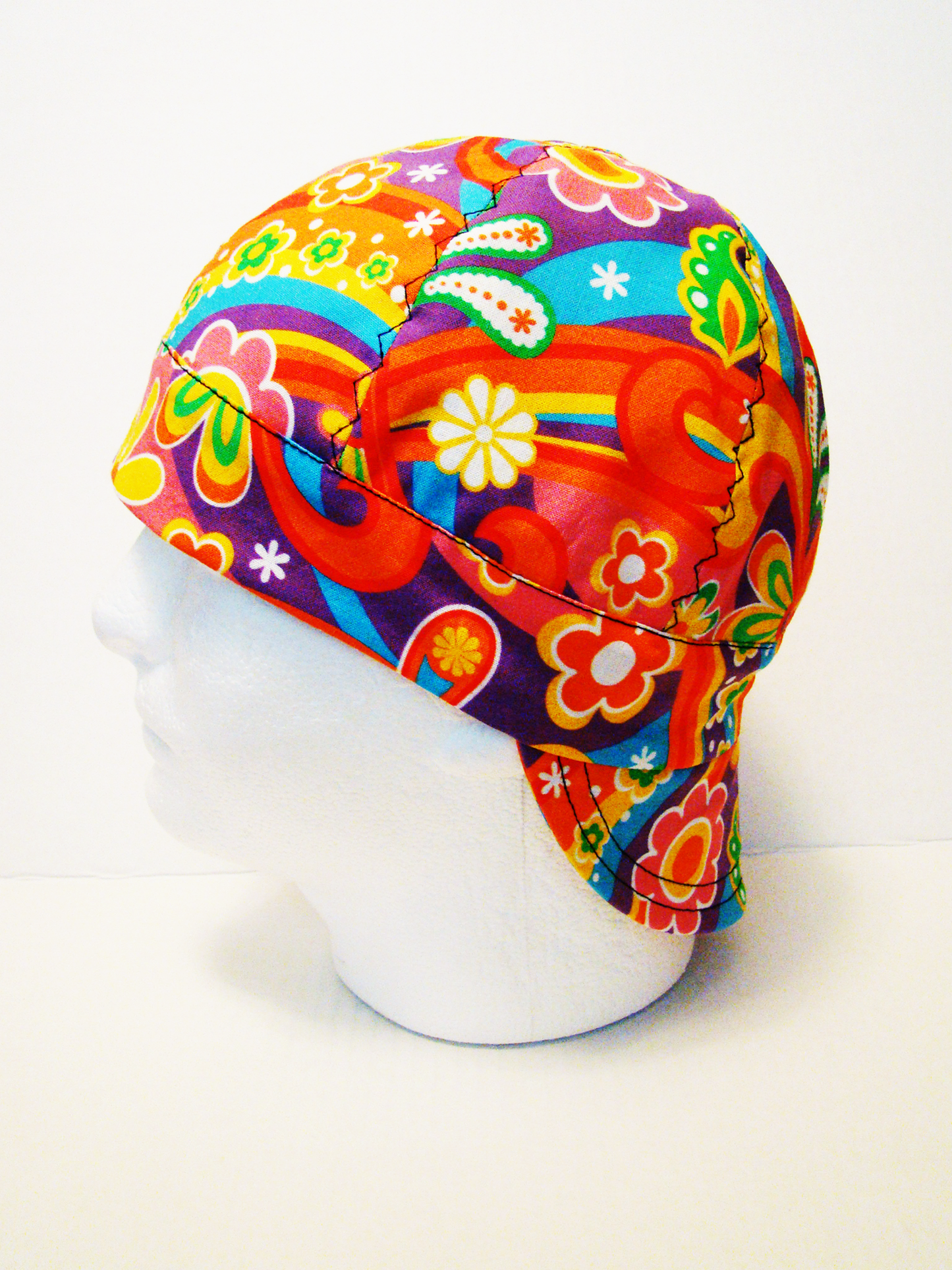 Psychedelic 60's welders cap hard hat liner reversible beanie skull cap fitters cap tradesman