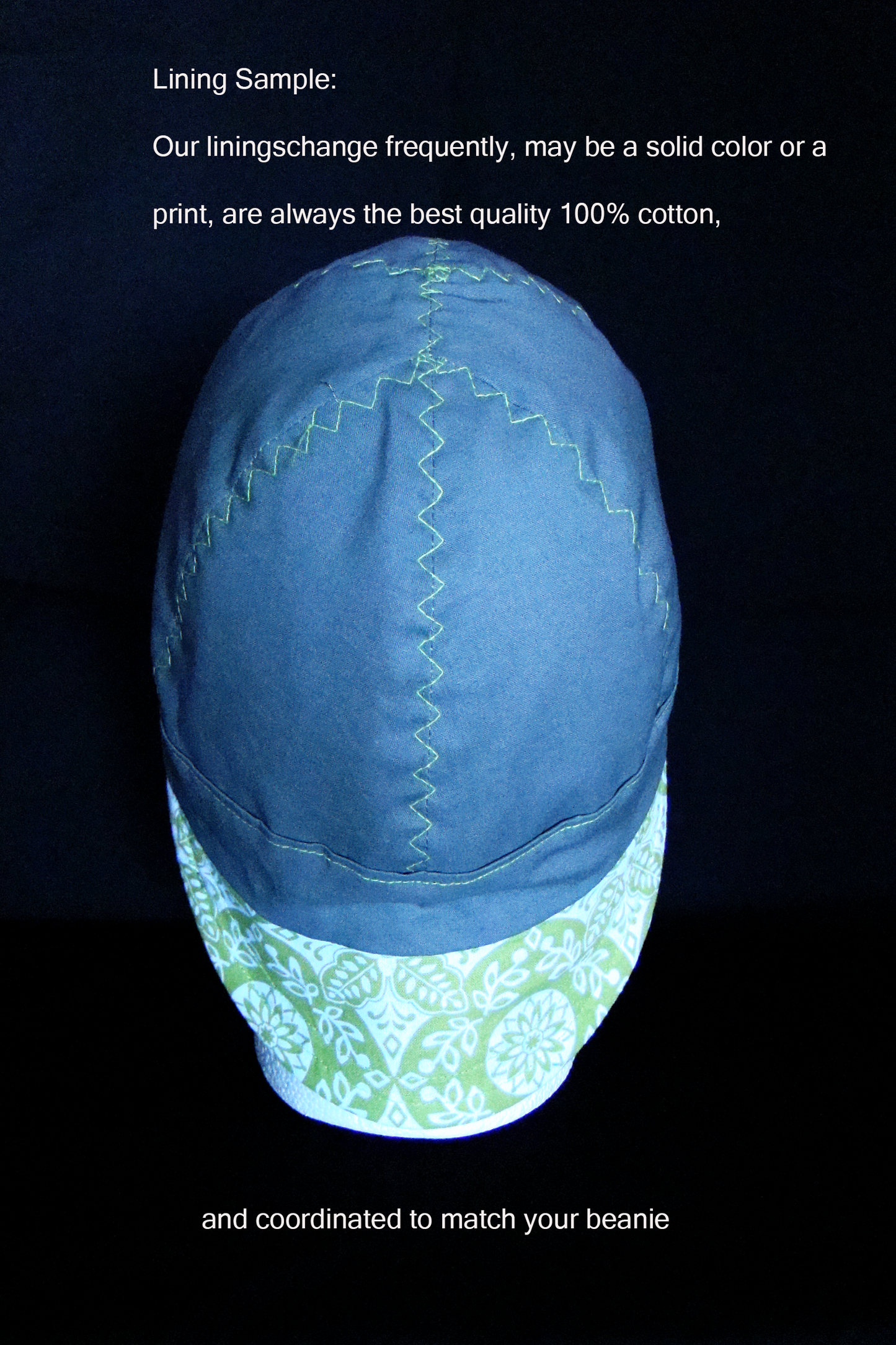 Lime green Bandanna welders cap hard hat liner reversible beanie skull cap fitters cap tradesman