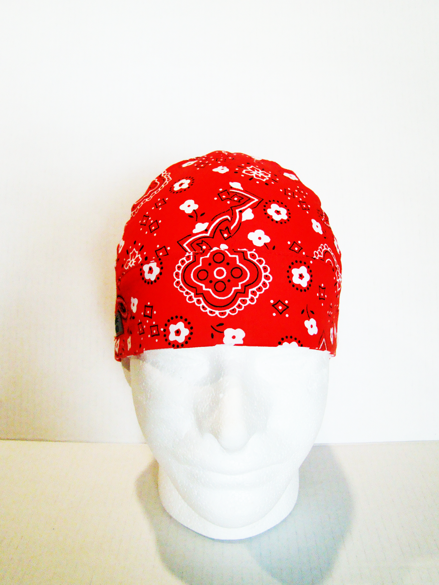 Red Paisley Bandanna welders cap hard hat liner reversible beanie skull cap fitters cap tradesman