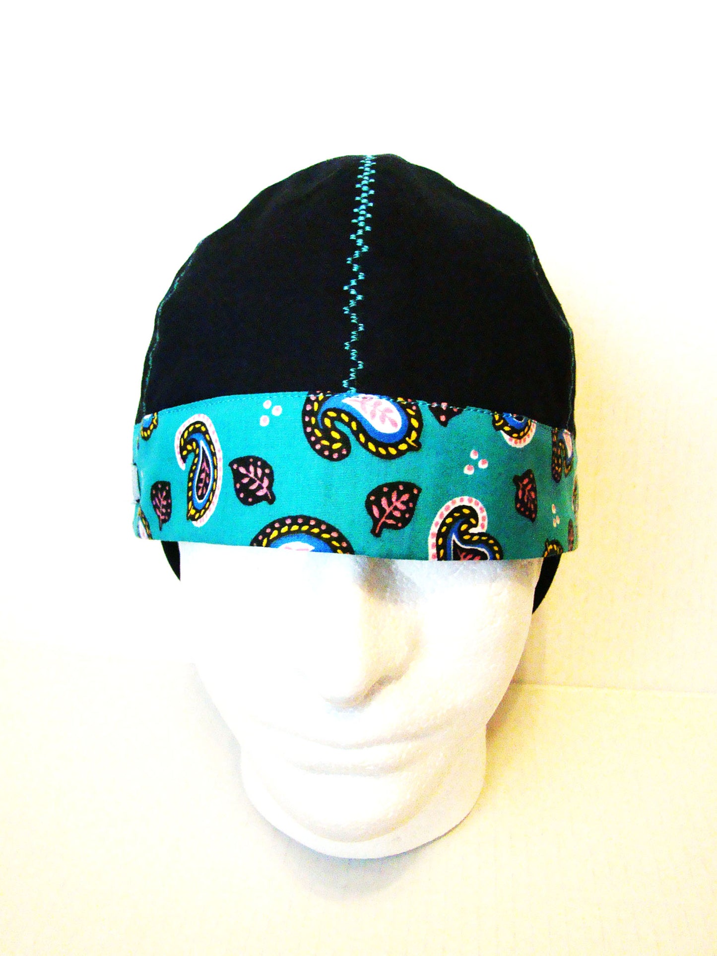 Teal Bandanna Band welders cap hard hat liner reversible beanie skull cap fitters cap tradesman