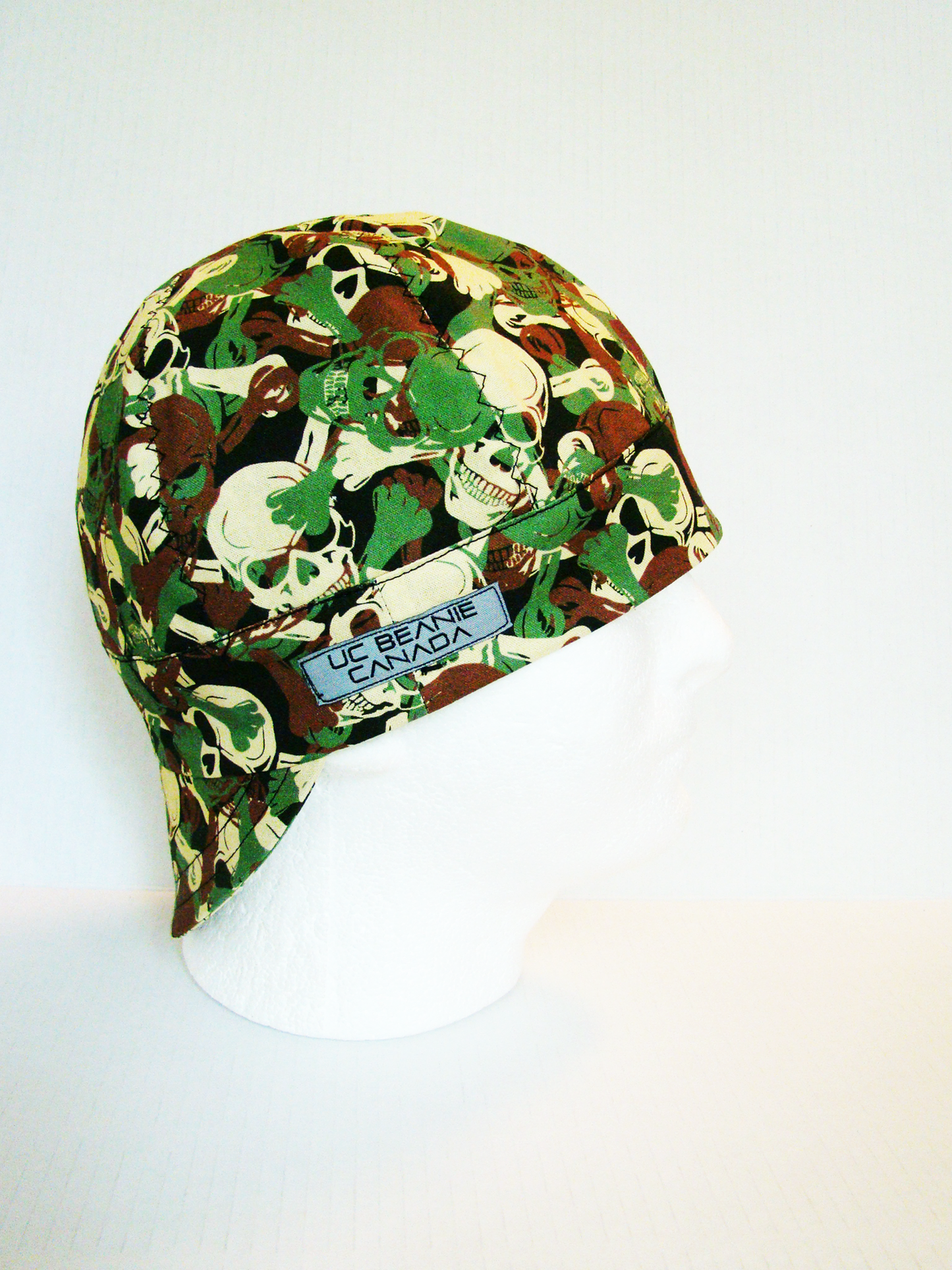 Green Camo skulls welders cap hard hat liner reversible beanie skull cap fitters cap tradesman