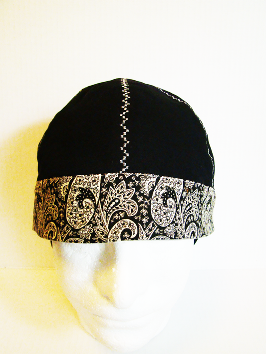 Black Bandanna Band welders cap hard hat liner reversible beanie skull cap fitters cap tradesman