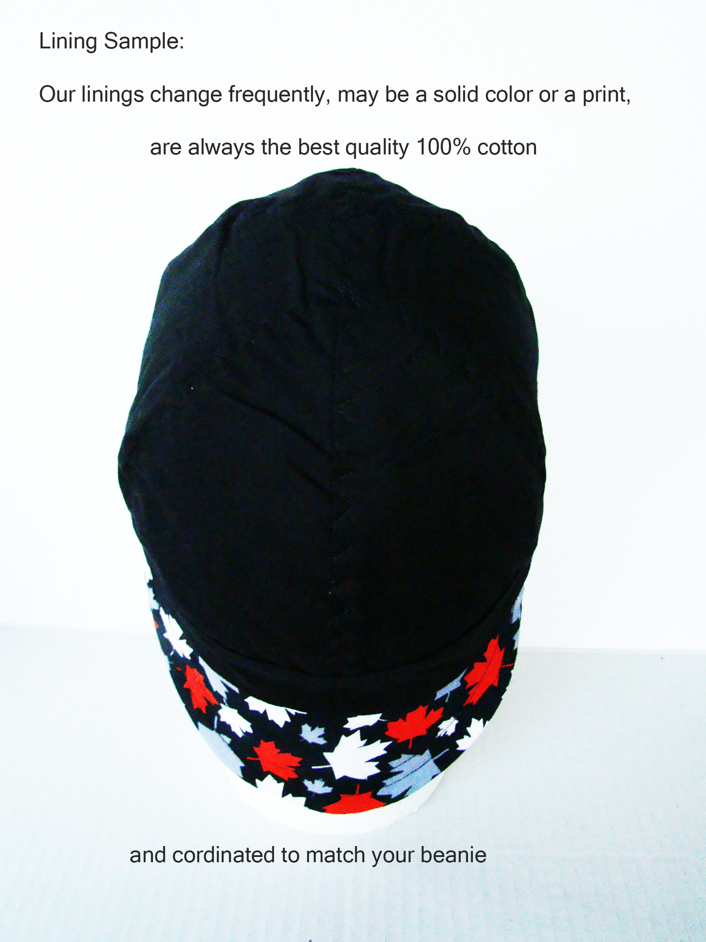 Black Maple Leaf welders cap hard hat liner reversible beanie skull cap fitters cap tradesman