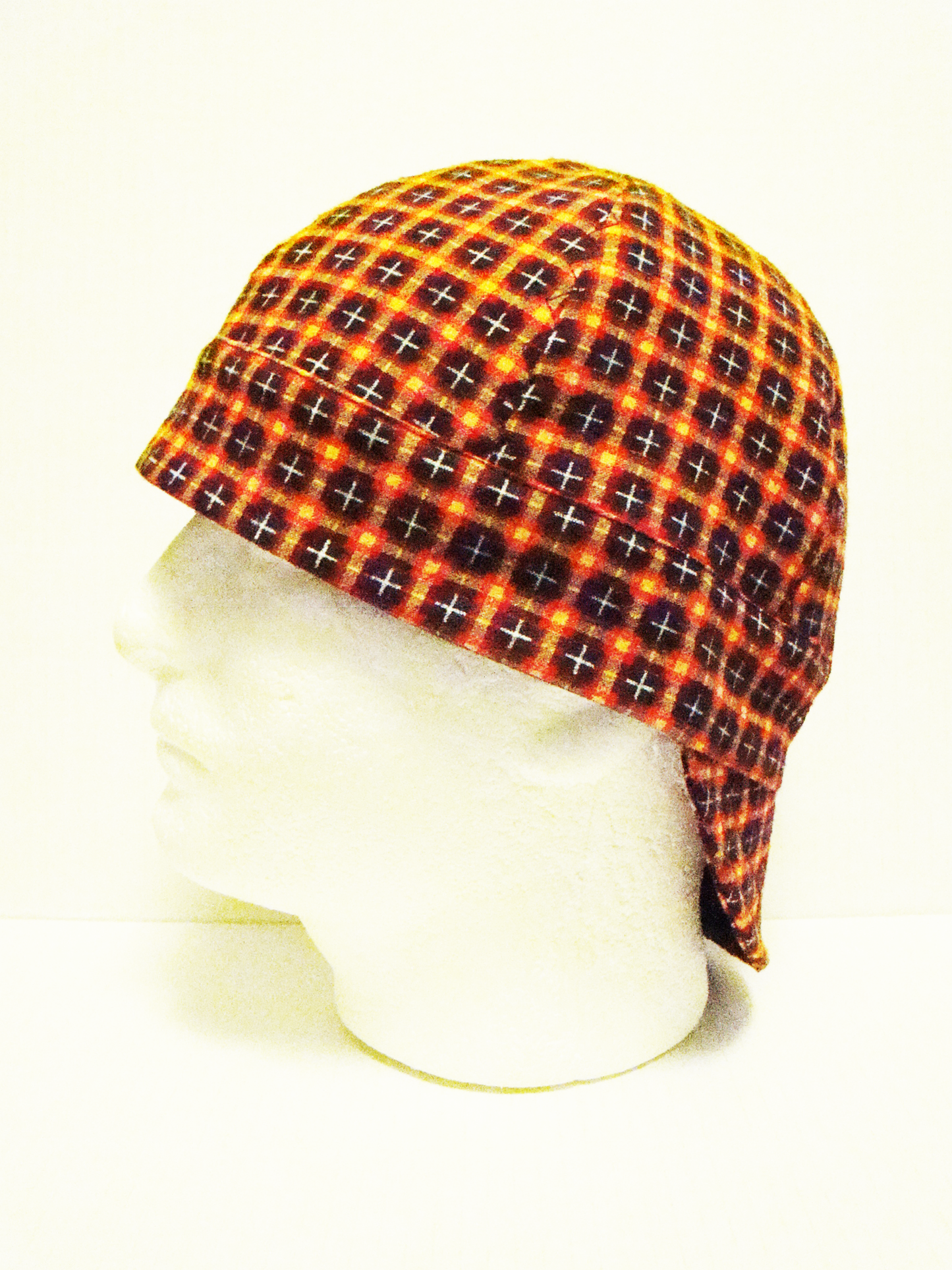 Warm brushed cotton plaid red welders cap hard hat liner reversible beanie skull cap fitters cap tradesman