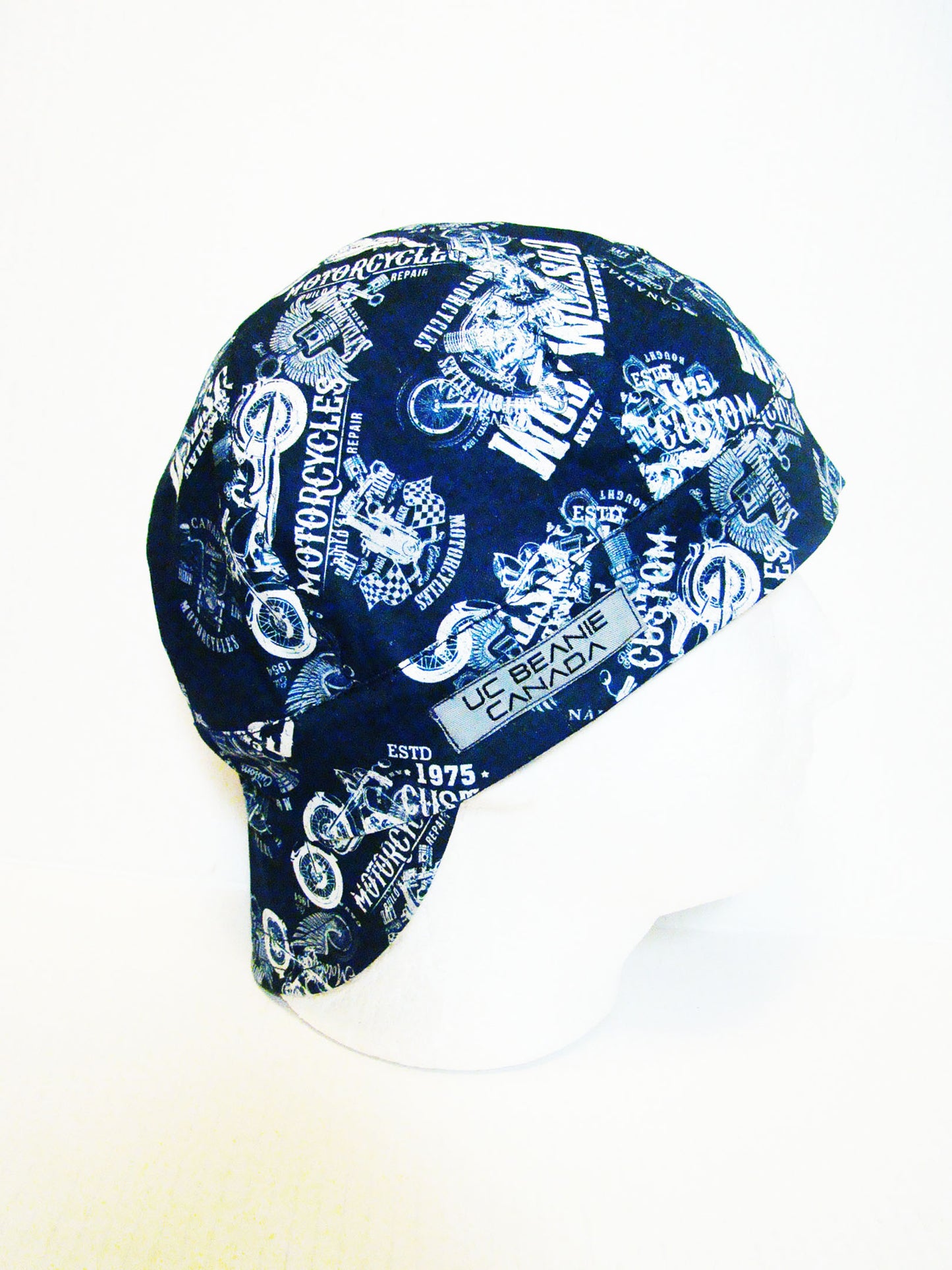 Blue Canadian Custom Motorcycles welders cap hard hat liner reversible beanie skull cap fitters cap tradesman (Copy)