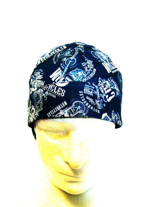 Blue Canadian Custom Motorcycles welders cap hard hat liner reversible beanie skull cap fitters cap tradesman