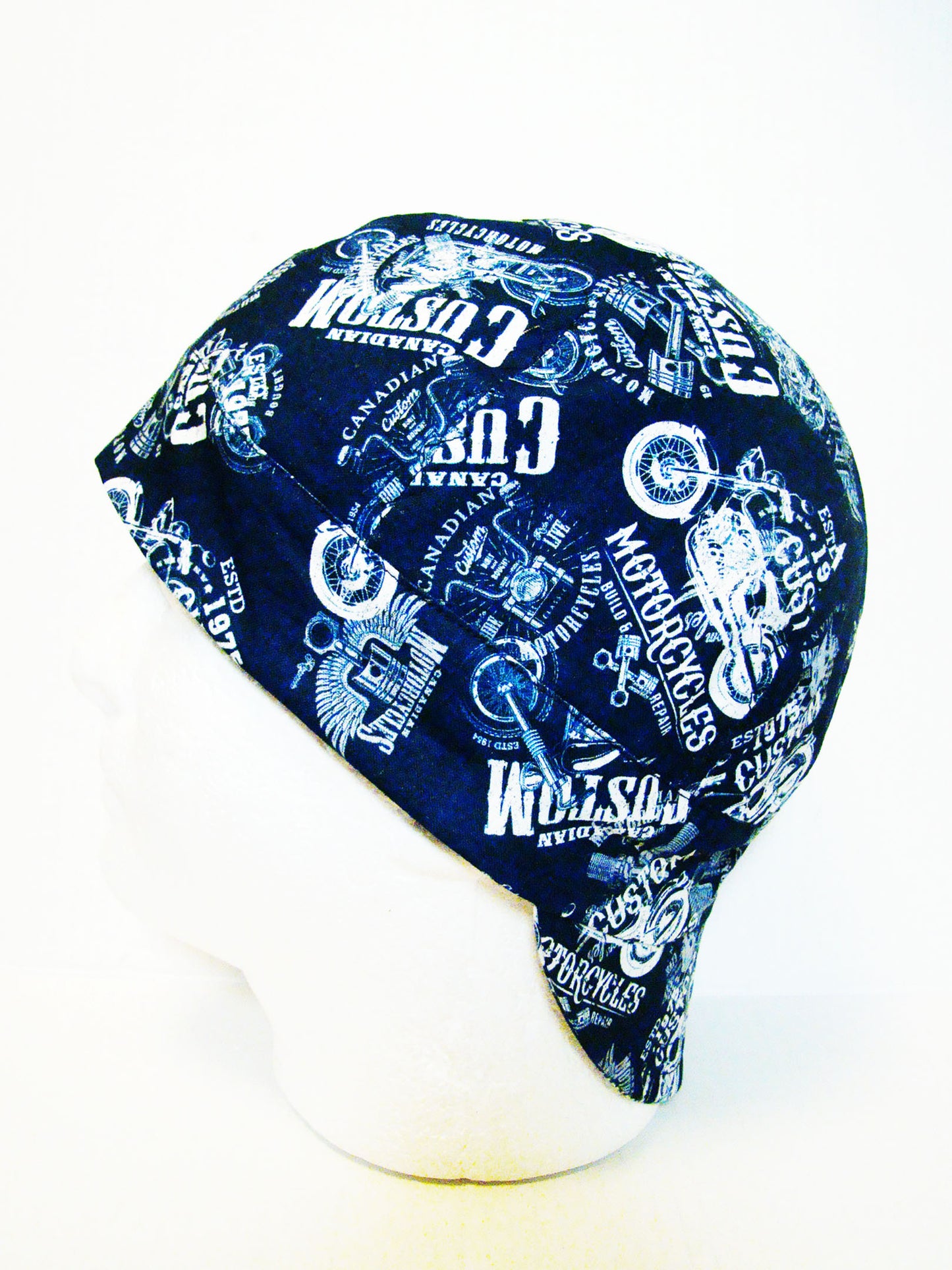 Blue Canadian Custom Motorcycles welders cap hard hat liner reversible beanie skull cap fitters cap tradesman (Copy)