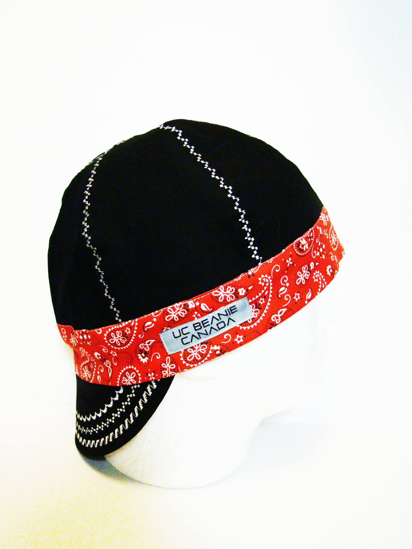 Red Bandanna Band welders cap hard hat liner reversible beanie skull cap fitters cap tradesman