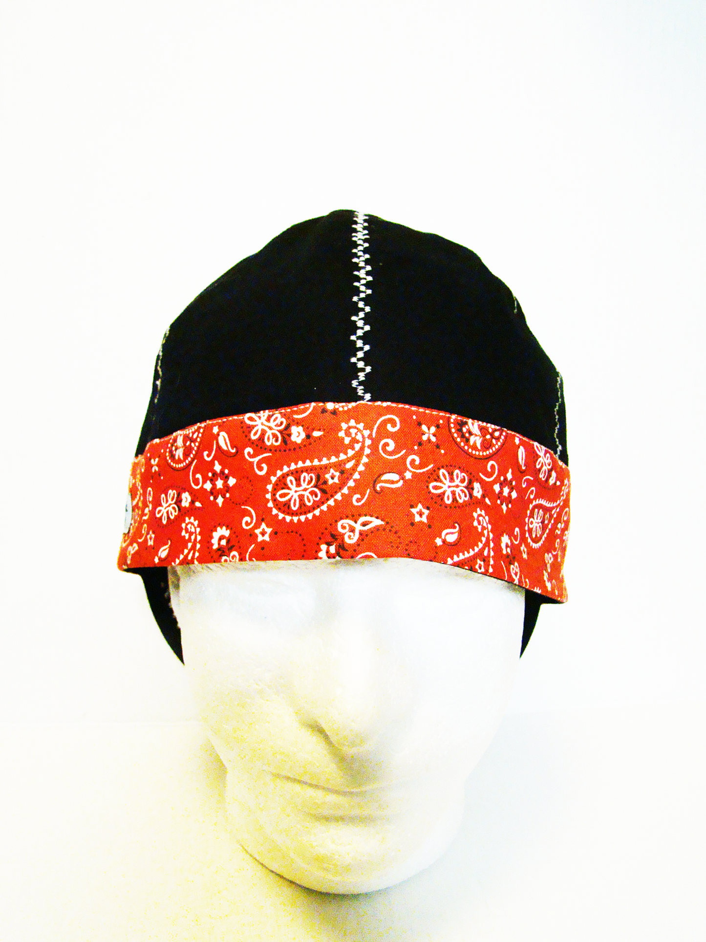 Red Bandanna Band welders cap hard hat liner reversible beanie skull cap fitters cap tradesman