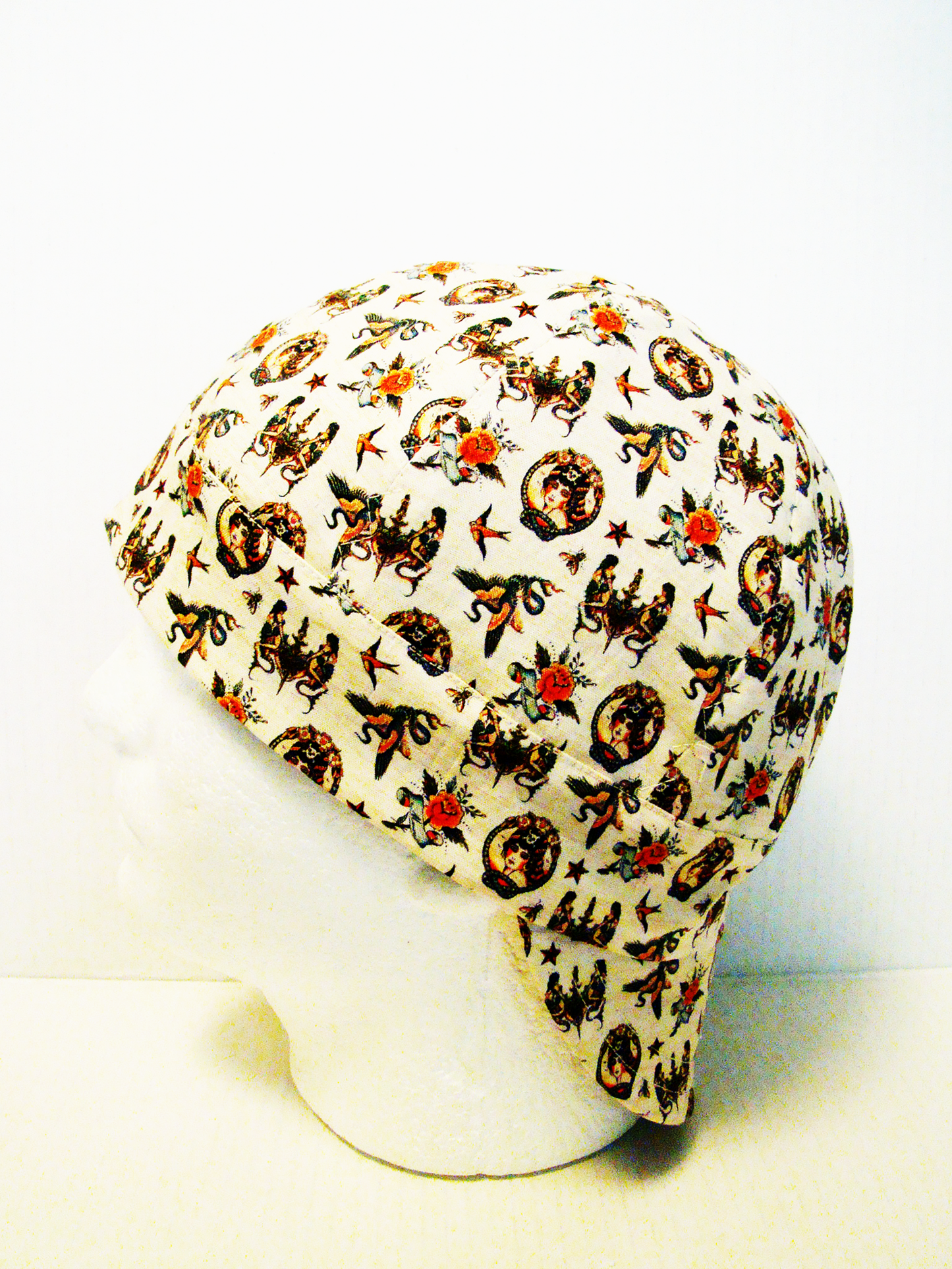 Tiny Tattoos on Tan welders cap hard hat liner reversible beanie skull cap fitters cap tradesman (Copy) (Copy)
