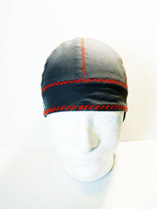 Grey with deco stitch welders cap hard hat liner reversible beanie skull cap fitters cap tradesman