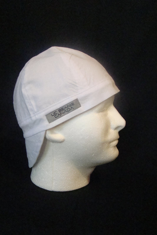 White Foreman's welders cap hard hat liner reversible beanie skull cap fitters cap tradesman