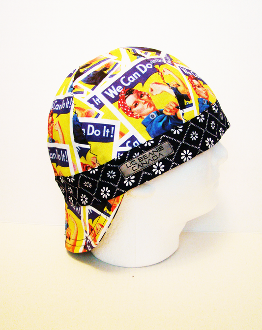 Rosie the Riveter welders cap hard hat liner reversible beanie skull cap fitters cap tradesman