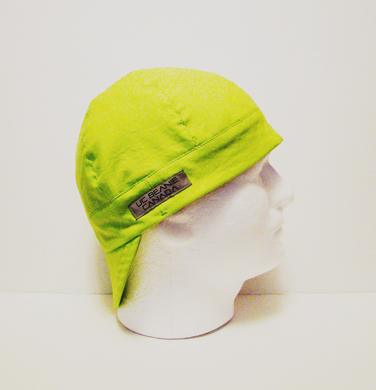Lime green welders cap hard hat liner reversible beanie skull cap fitters cap tradesman