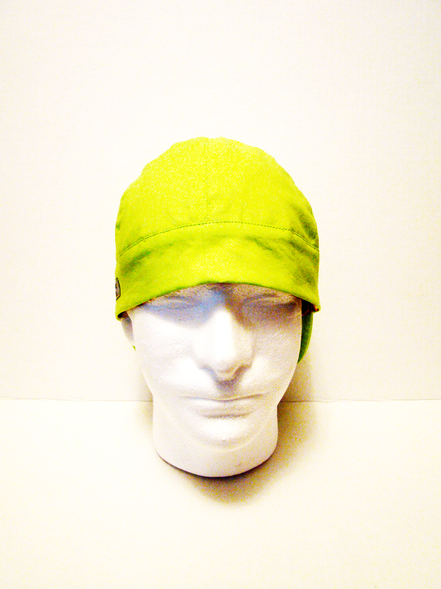 Lime green welders cap hard hat liner reversible beanie skull cap fitters cap tradesman