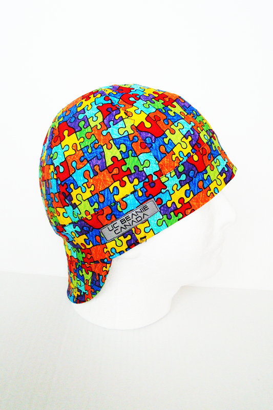 Puzzle Pieces welders cap hard hat liner reversible beanie skull cap fitters cap tradesman