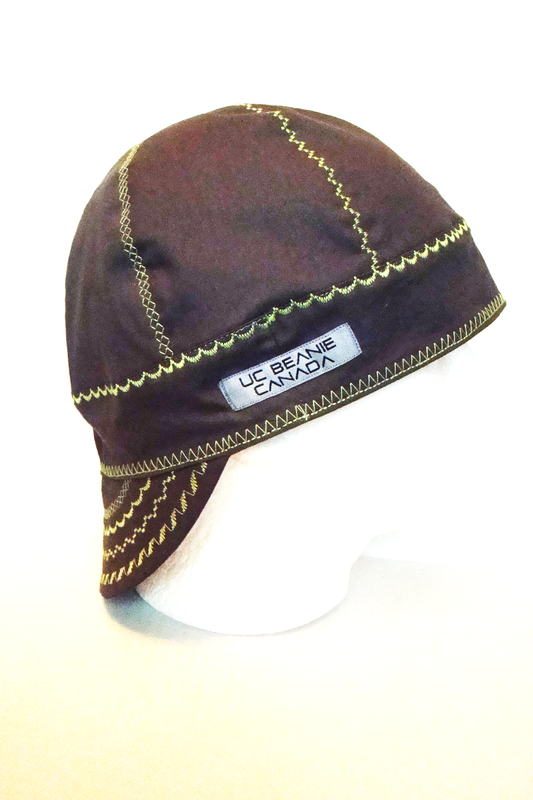 Grey with lime deco stitch welders cap hard hat liner reversible beanie skull cap fitters cap tradesman
