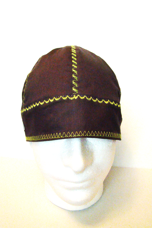 Grey with lime deco stitch welders cap hard hat liner reversible beanie skull cap fitters cap tradesman