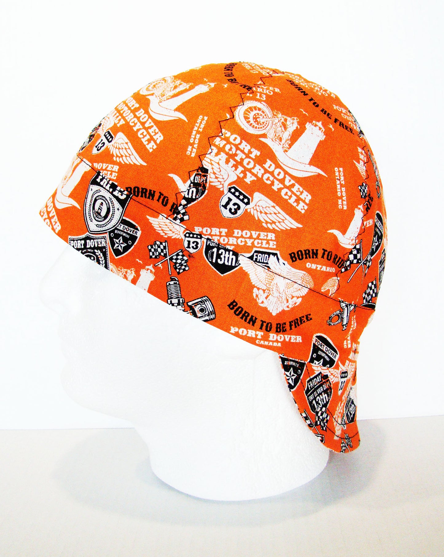 Orange Canadian Custom Motorcycles welders cap hard hat liner reversible beanie skull cap fitters cap tradesman