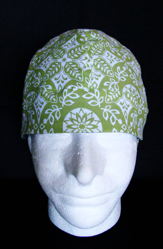 Lime green Bandanna welders cap hard hat liner reversible beanie skull cap fitters cap tradesman