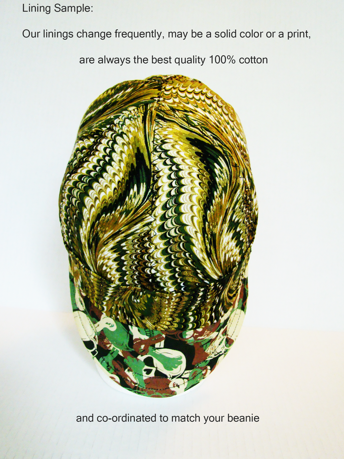 Green Camo skulls welders cap hard hat liner reversible beanie skull cap fitters cap tradesman