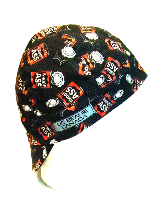 Can of whoop ass welders cap hard hat liner reversible beanie skull cap fitters cap tradesman