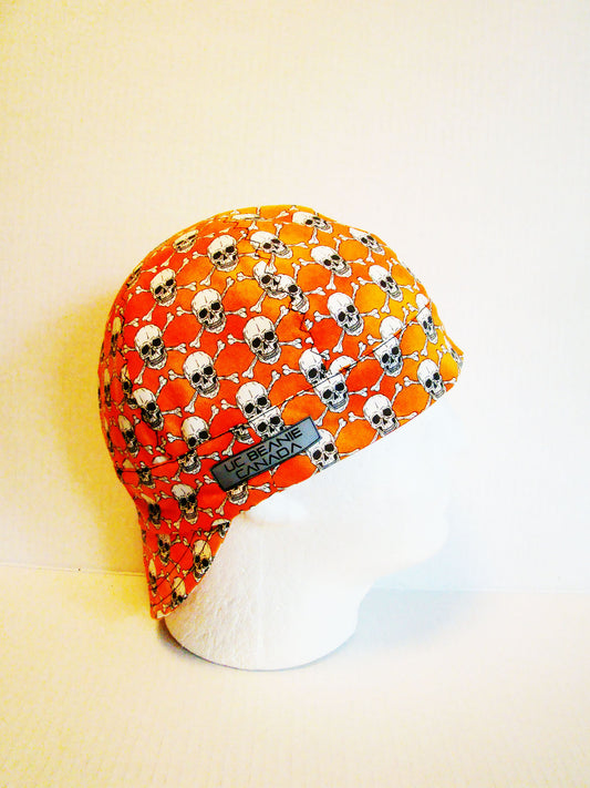Orange skulls welders cap hard hat liner reversible beanie skull cap fitters cap tradesman