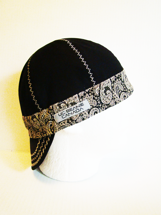 Black Bandanna Band welders cap hard hat liner reversible beanie skull cap fitters cap tradesman