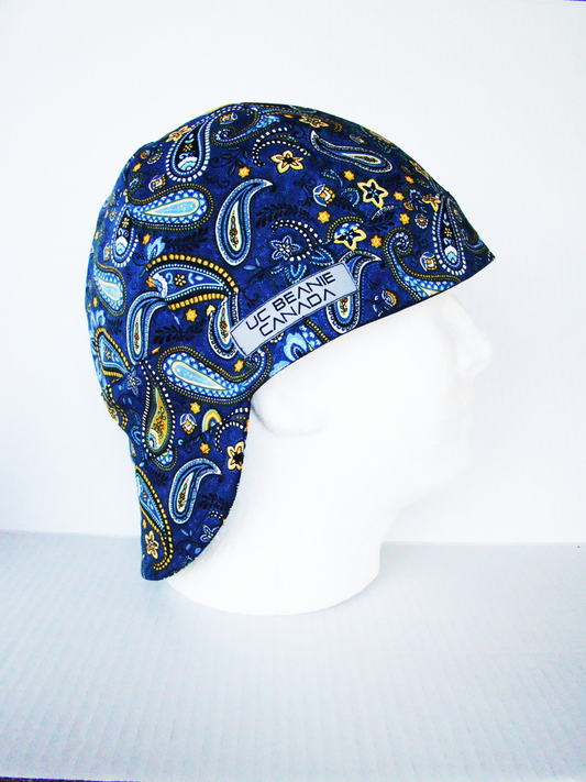Blue Bandanna welders cap hard hat liner reversible beanie skull cap fitters cap tradesman