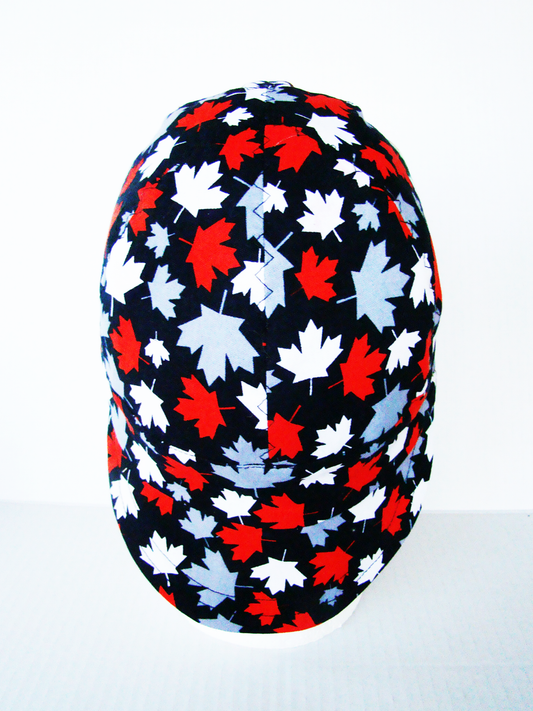 Black Maple Leaf  welders cap hard hat liner reversible beanie skull cap fitters cap tradesman
