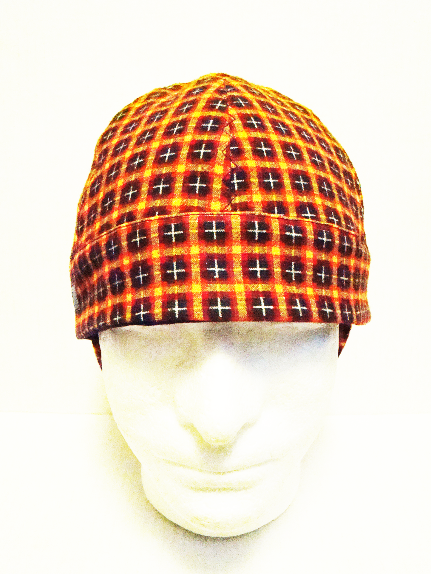Warm brushed cotton plaid red welders cap hard hat liner reversible beanie skull cap fitters cap tradesman