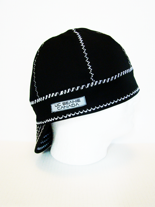 Black with deco stitch welders cap hard hat liner reversible beanie skull cap fitters cap tradesman