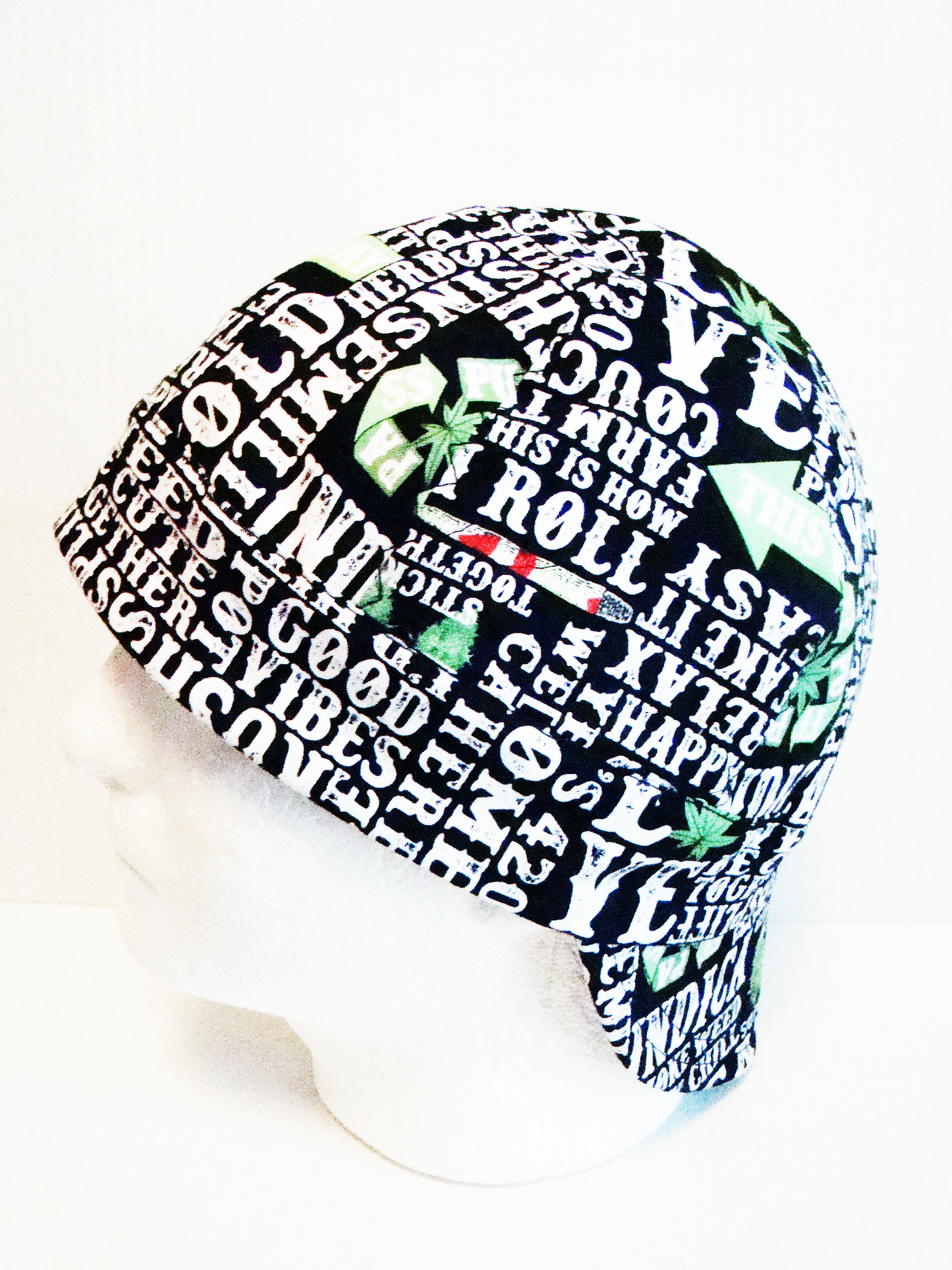 Marijuana words welders cap hard hat liner reversible beanie skull cap fitters cap tradesman