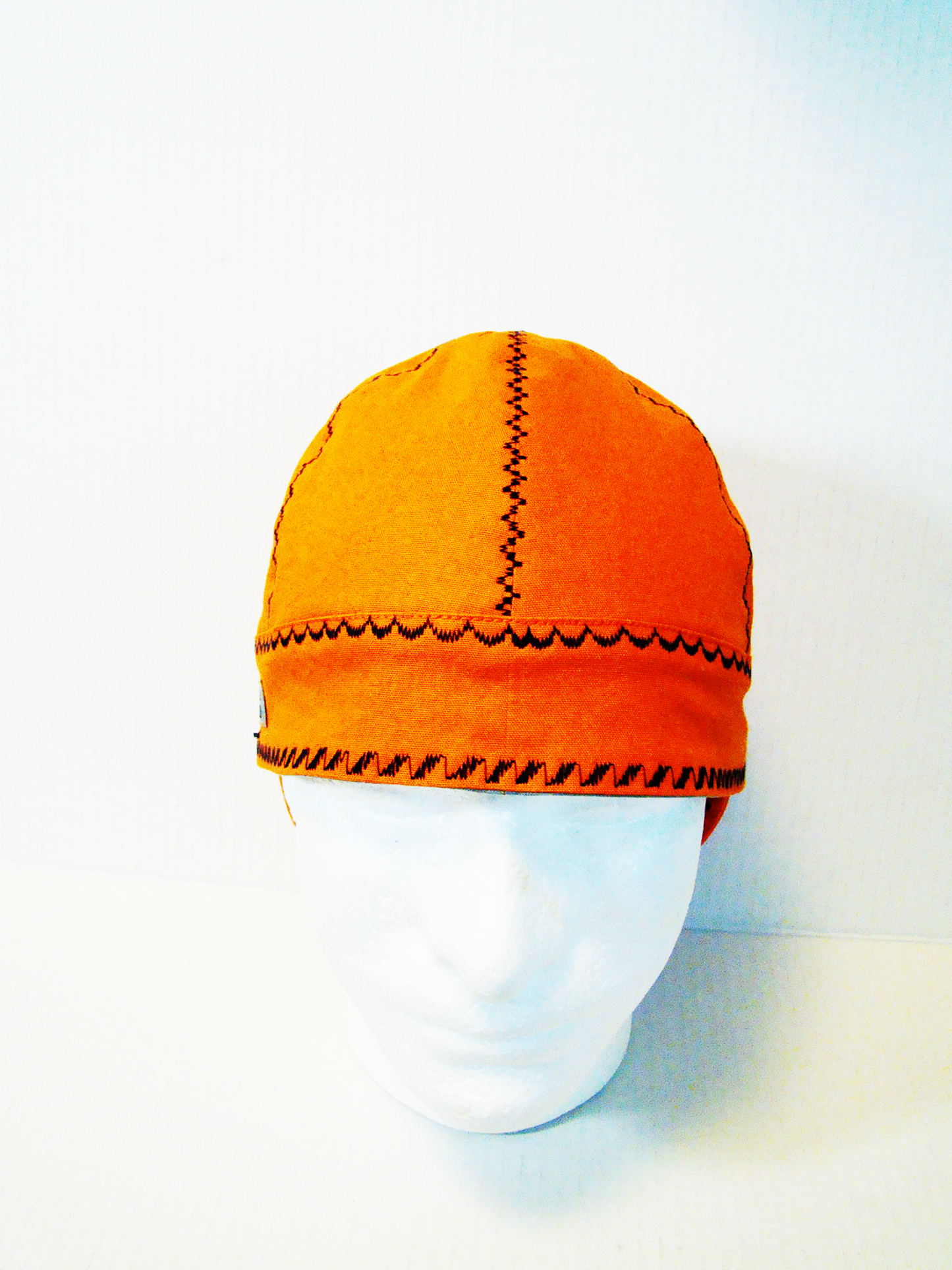 Orange with deco stitch welders cap hard hat liner reversible beanie skull cap fitters cap tradesman
