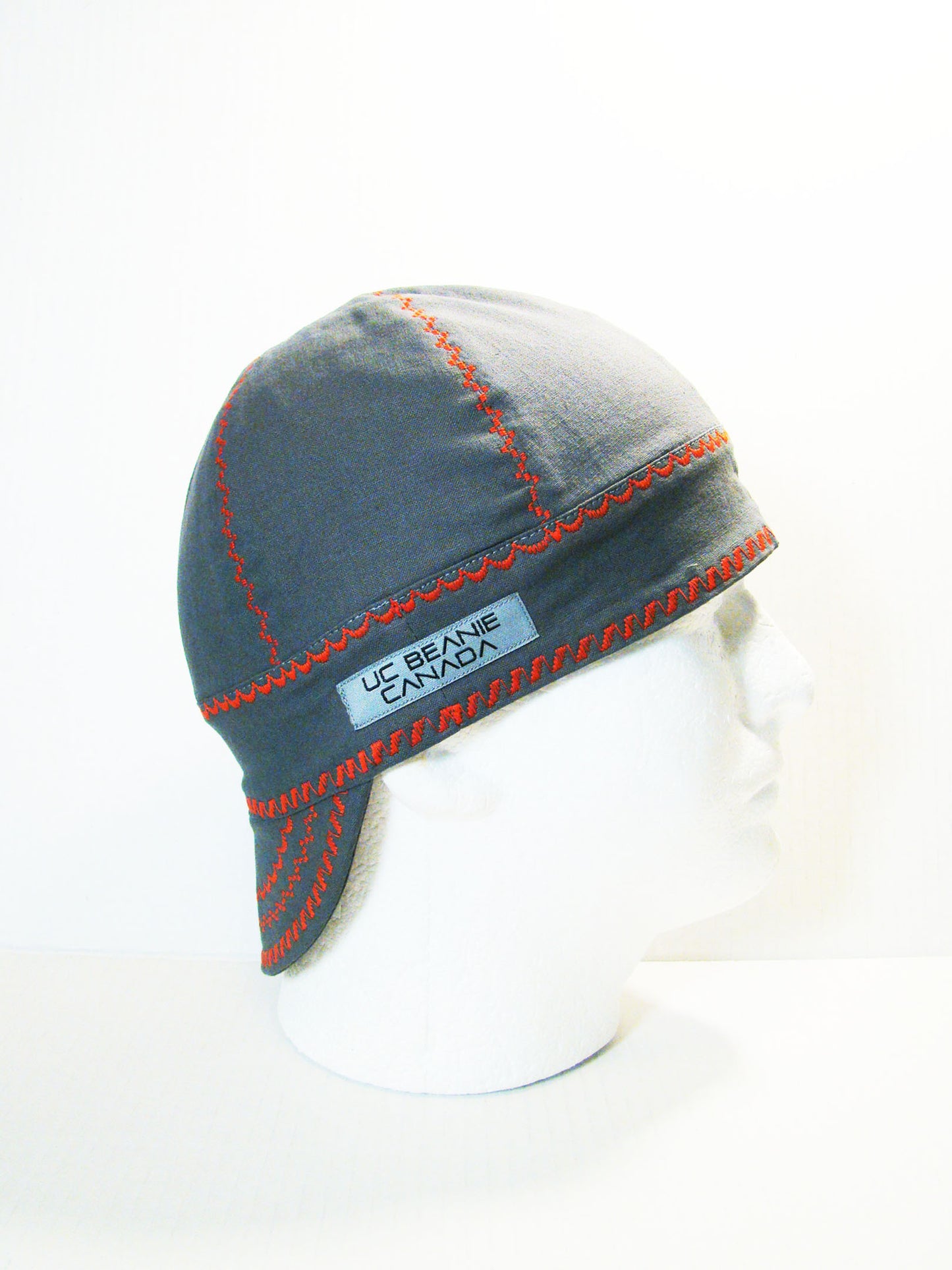Gray with deco stitch welders cap hard hat liner reversible beanie skull cap fitters cap tradesman