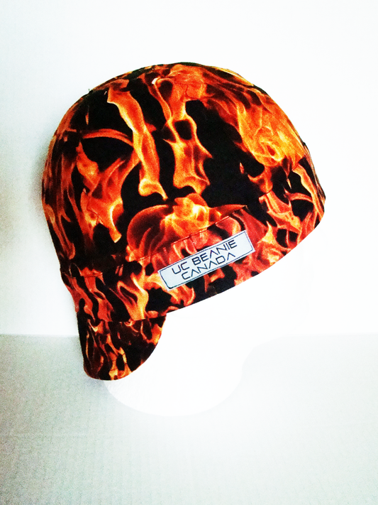 Fire Flames welders cap hard hat liner reversible beanie skull cap fitters cap tradesman