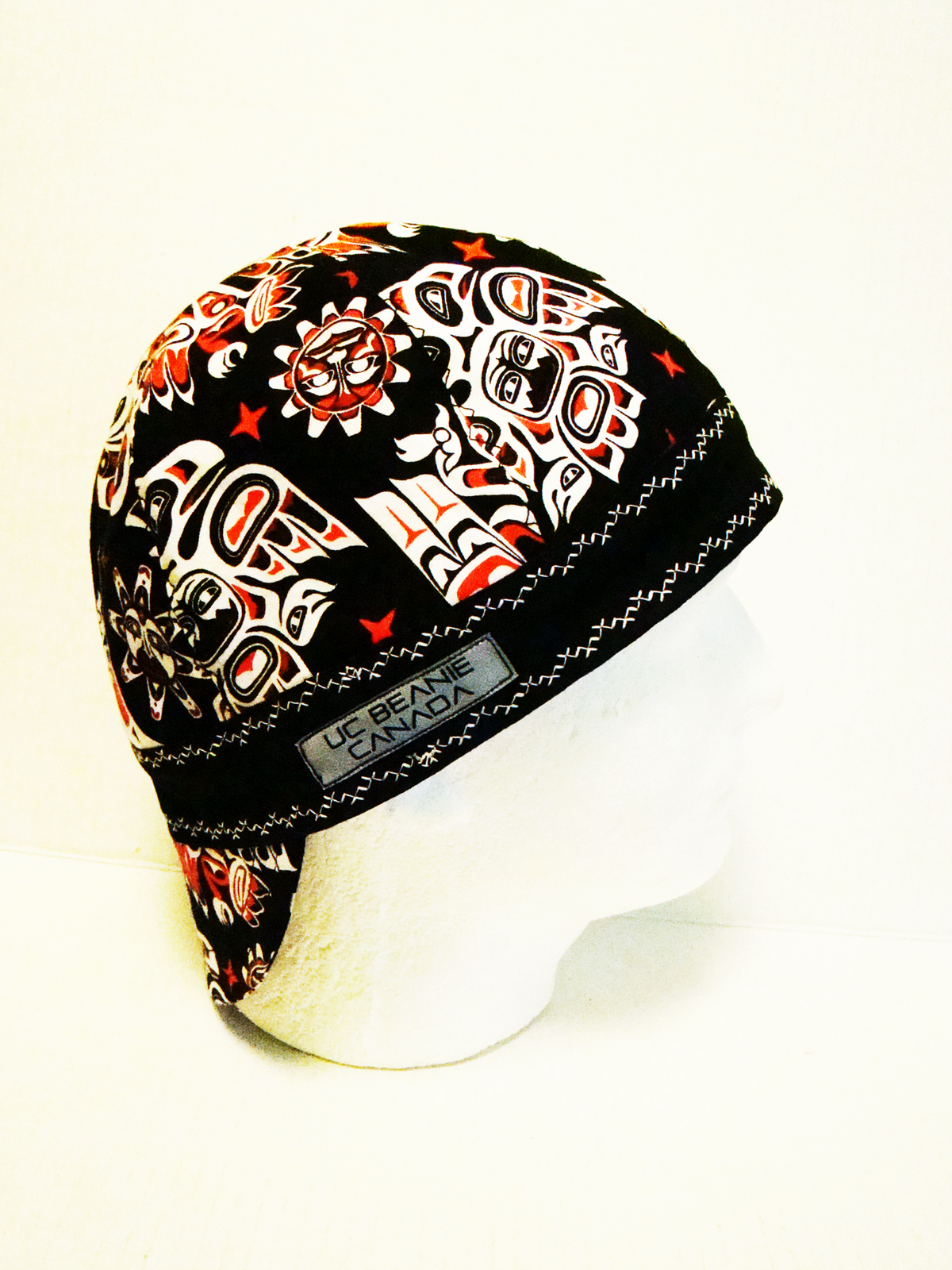 Black Native Art welders cap hard hat liner reversible beanie skull cap fitters cap tradesman